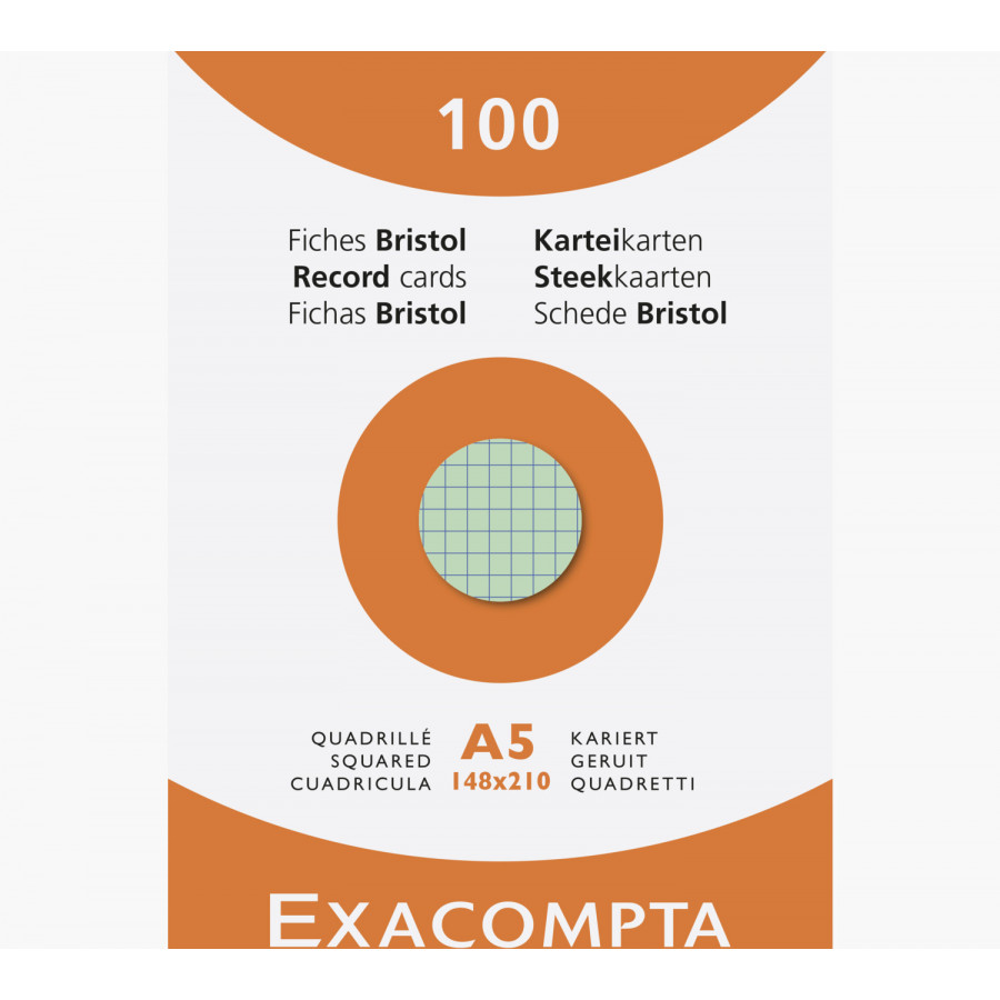 EXACOMPTA Etui de 100 fiches bristol perforées 148x210mm (A5) 5x5