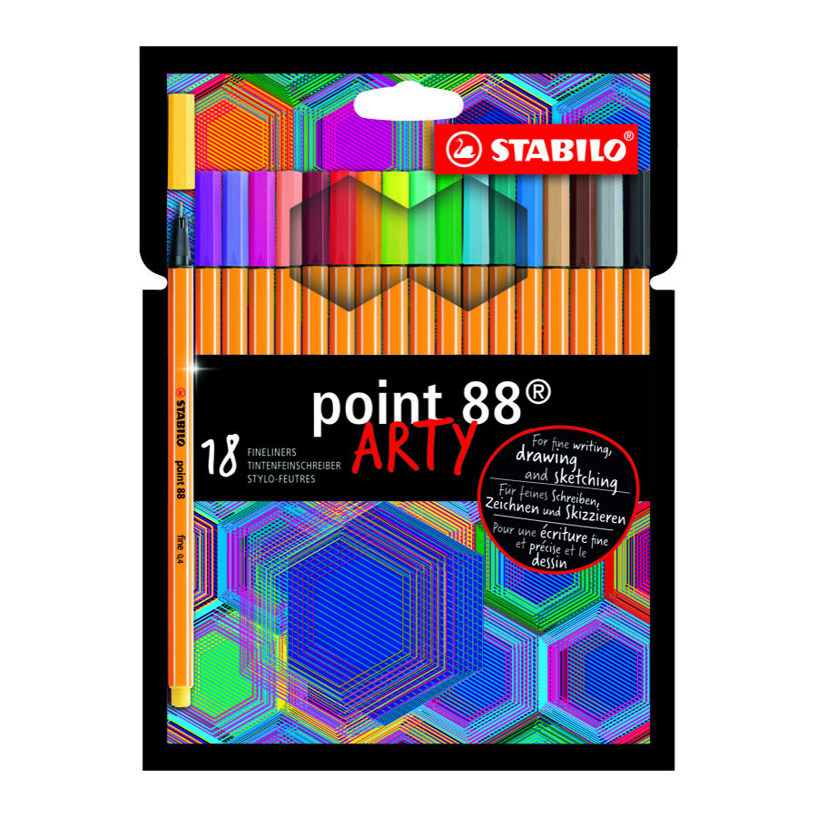 Stylo feutre pointe fine - STABILO point 88 - Pochette de 8 stylos