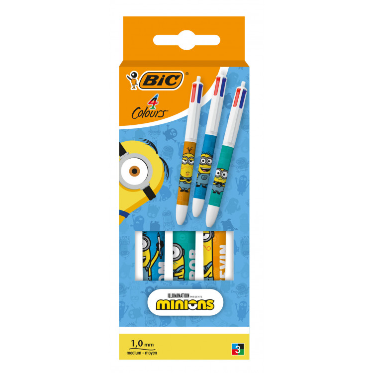 STYLOS 4C MINIONS BLISTER X3