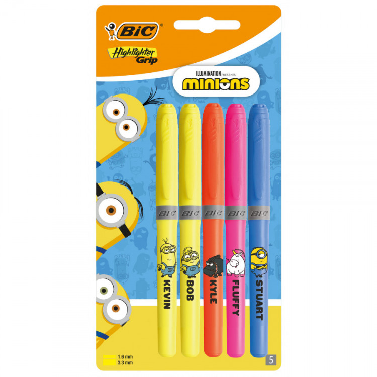 BLISTER 5 SURLIGN COUL ASS GRIP MINIONS