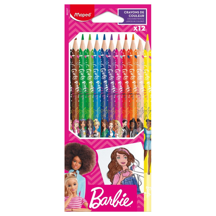 CRAYONS COULEUR BARBIE X12