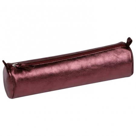 TROUSSE CUIR RONDE 5X22CM CERISE