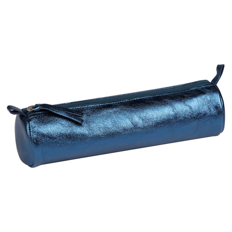 TROUSSE CUIR RONDE 5X22CM INDIGO