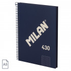 CAHIER A5 BLEU 80F GRILLE SPIRALE 430