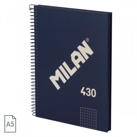 CAHIER A5 BLEU 80F GRILLE SPIRALE 430