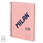 CAHIER A5 ROSE 80F GRILLE SPIRALE 431