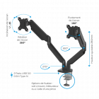 SUPPORT DOUBLE ECRAN BRAS ARTICULÉS