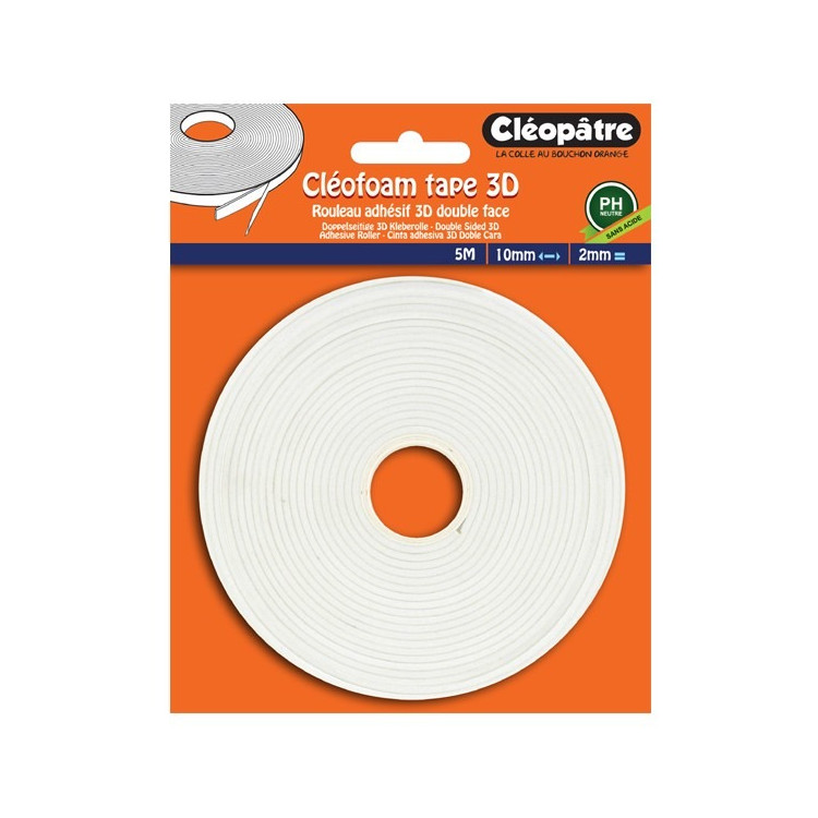 Cléofoam tape rouleau adhés dbl fac 5M