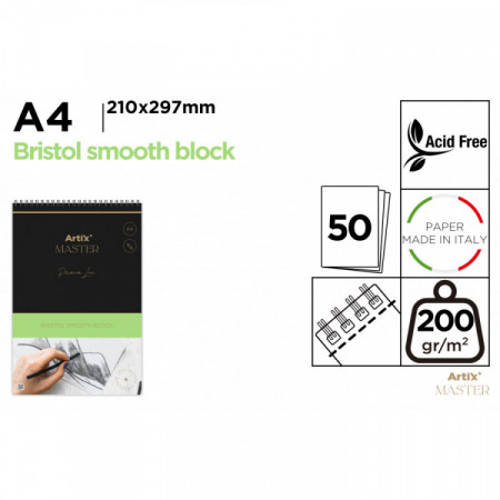 Bloc DESSIN PAPIER BRISTOL 200g A4 50F