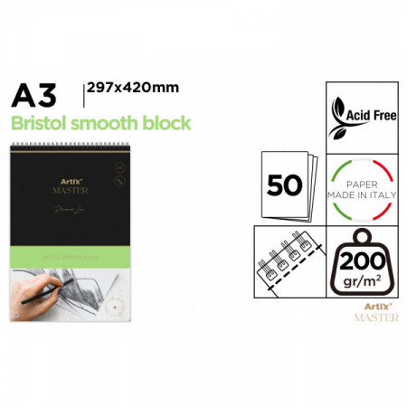 Bloc DESSIN PAPIER BRISTOL 200g A3 50F